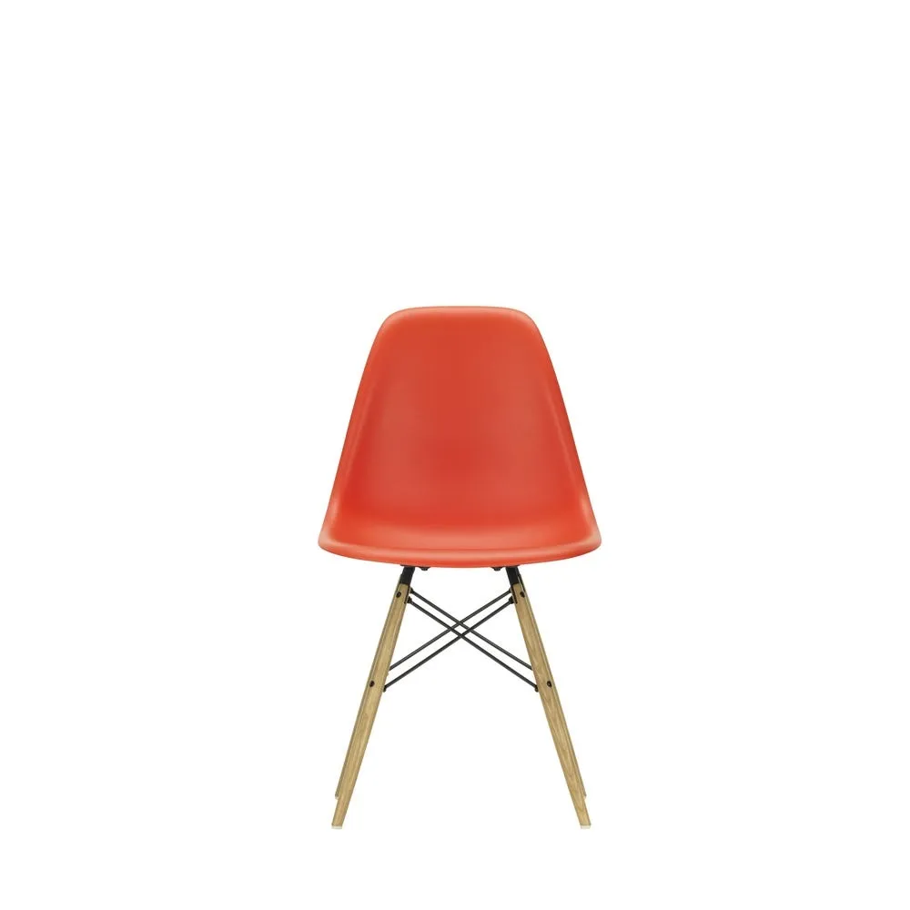 Vitra Eames DSW Side Chair New Height Poppy Red Ash Honey Base 3