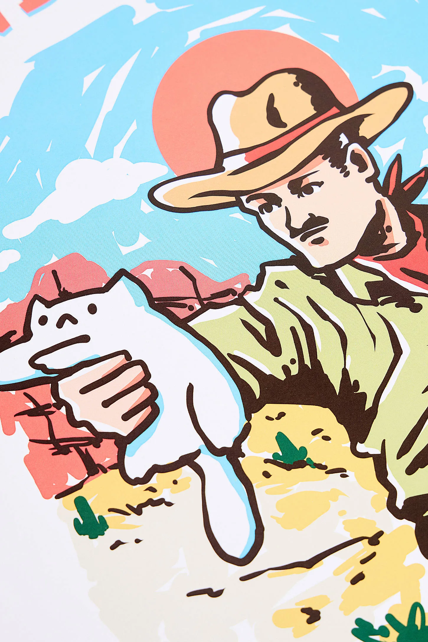 Meowdy Pardner 30x40cm Wall Art Print - White 2