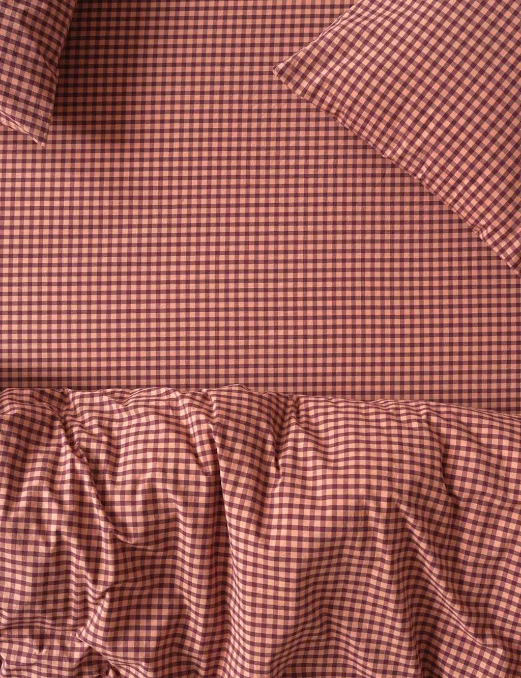 Piglet In Bed Washed Cotton Gingham Fitted Sheet Pink Mix