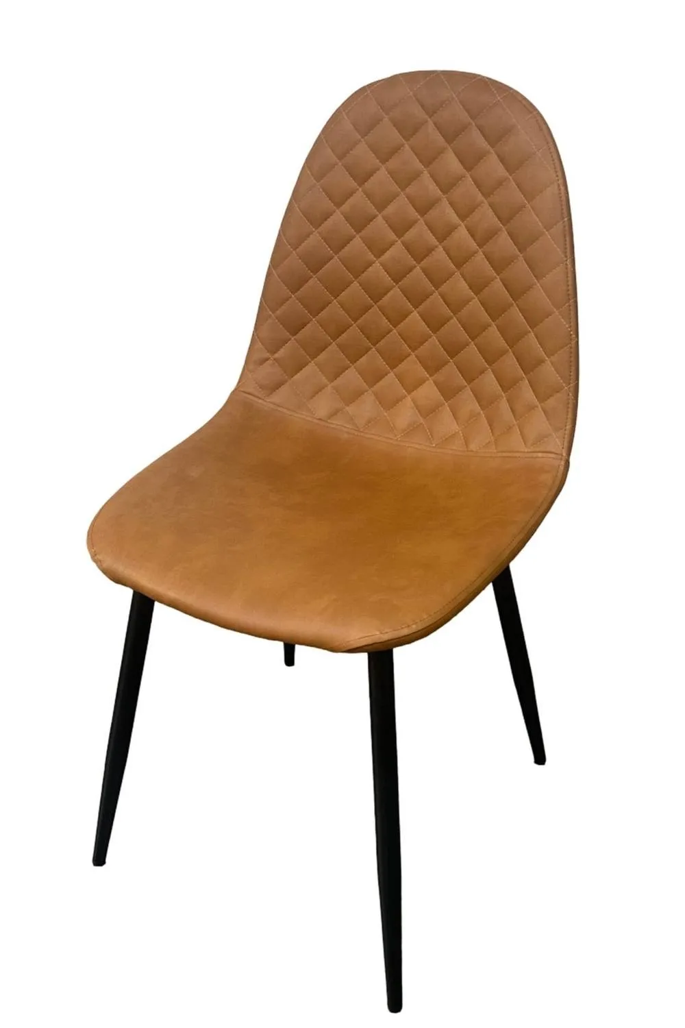 IH Design Corona Tan Faux Leather Dining Chairs Set of 4 with Black Steel Legs 3