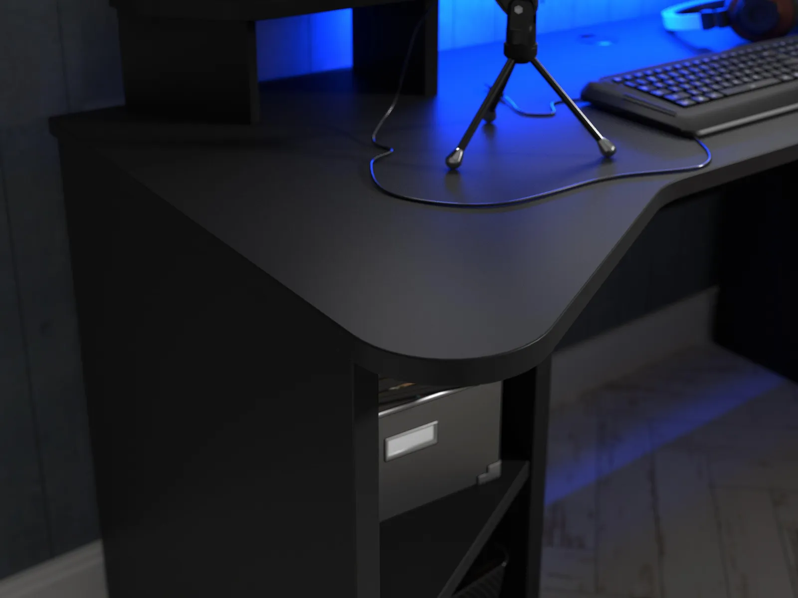 Furniture To Go Loadout Black Gaming Desk with Colour Changing LED 6