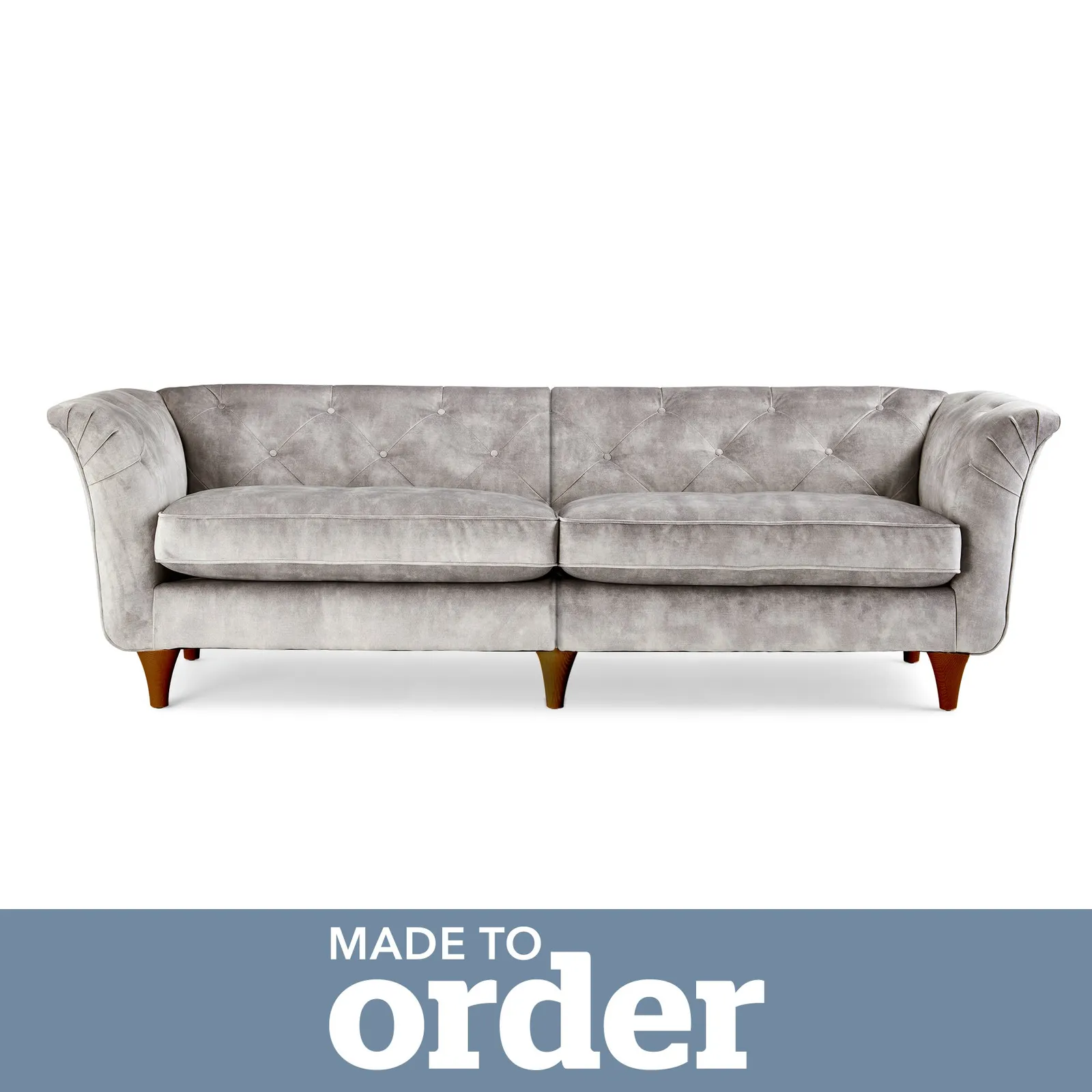 Jaipur 4 Seater Sofa Slub Velvet Grey