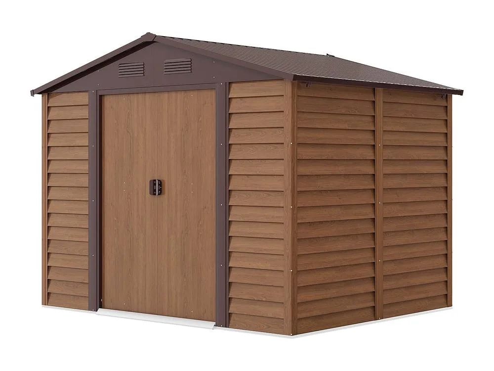 Vente-unique Metal Garden Shed In Galvanised Steel With Wood Effect - 6, 62 Cm in Walnut 5