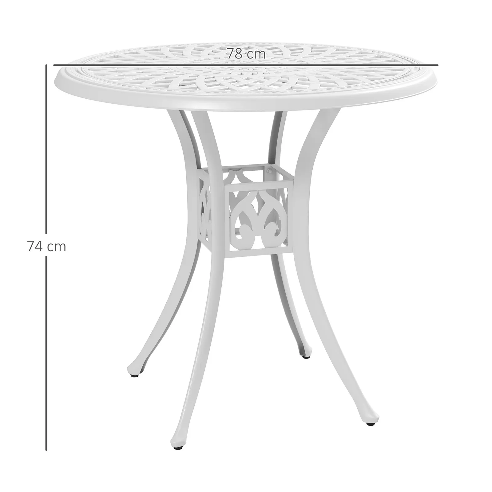 OUTSUNNY 78 cm Round Garden Dining Table with Parasol Hole in White 3
