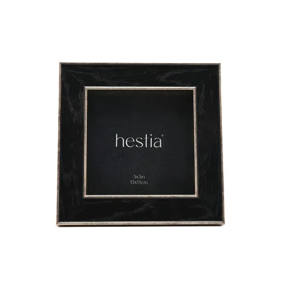 Hestia Square Black Box Photo Frame With Gold Edge 2