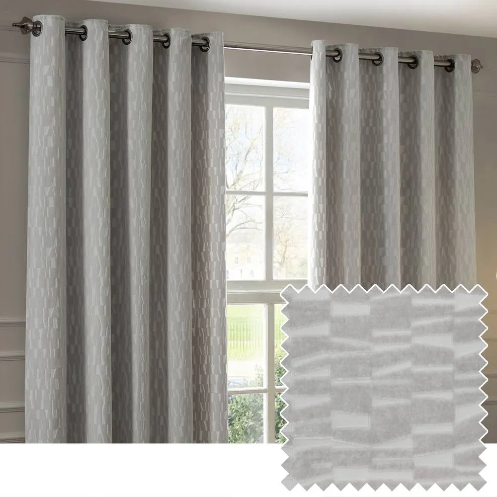 Paoletti Manhattan Velvet Eyelet Curtain Pair in Silver 1