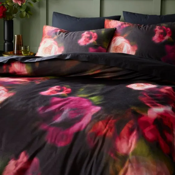 Blurred Floral Velour Duvet Cover & Pillowcase Set 4