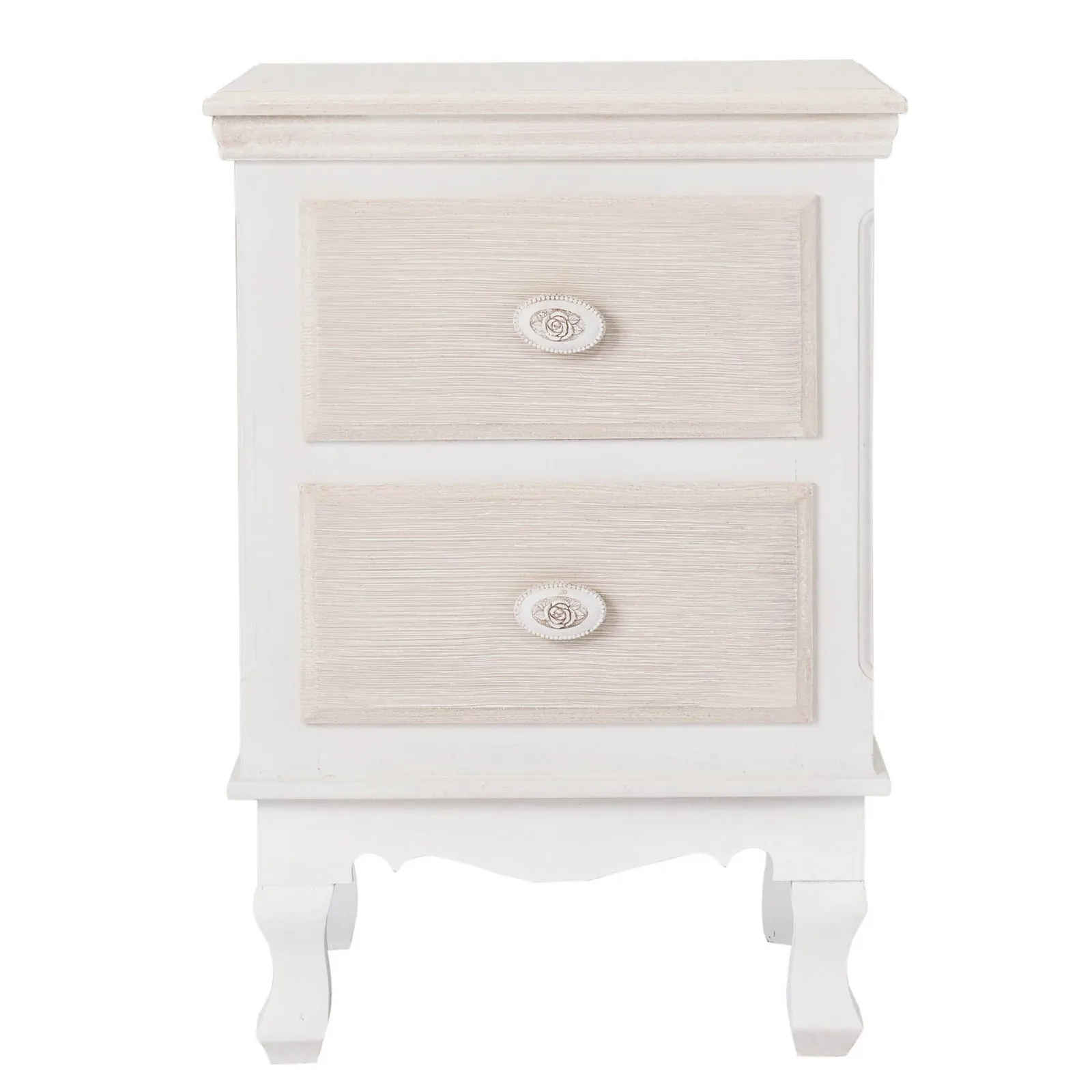 Jule 2 Drawer Bedside Table White/Natural