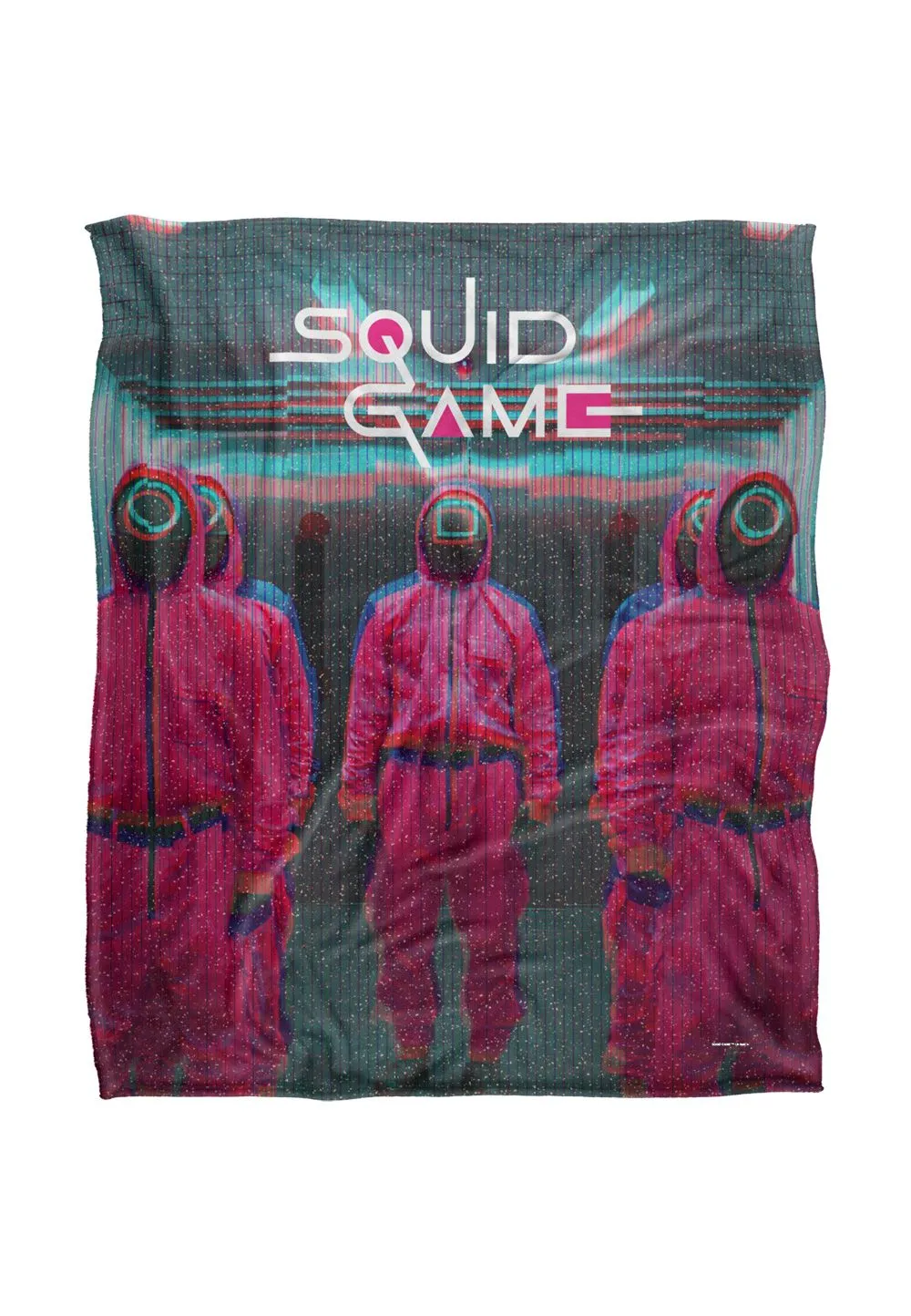 Netflix Squid Game Pink Guards Scene Officially Licensed Silky Touch Super Soft Throw Blanket 152 x 127 cm in White