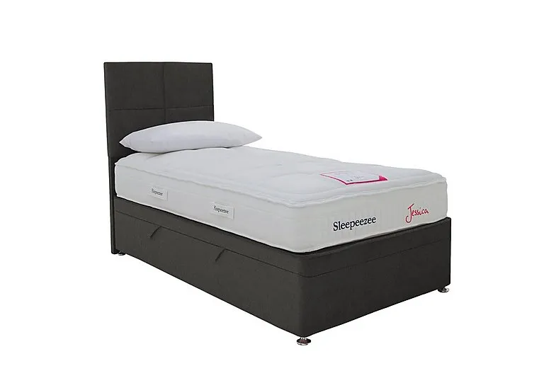 Jessica Side Ottoman Divan Set - Single - Tweed Charcoal