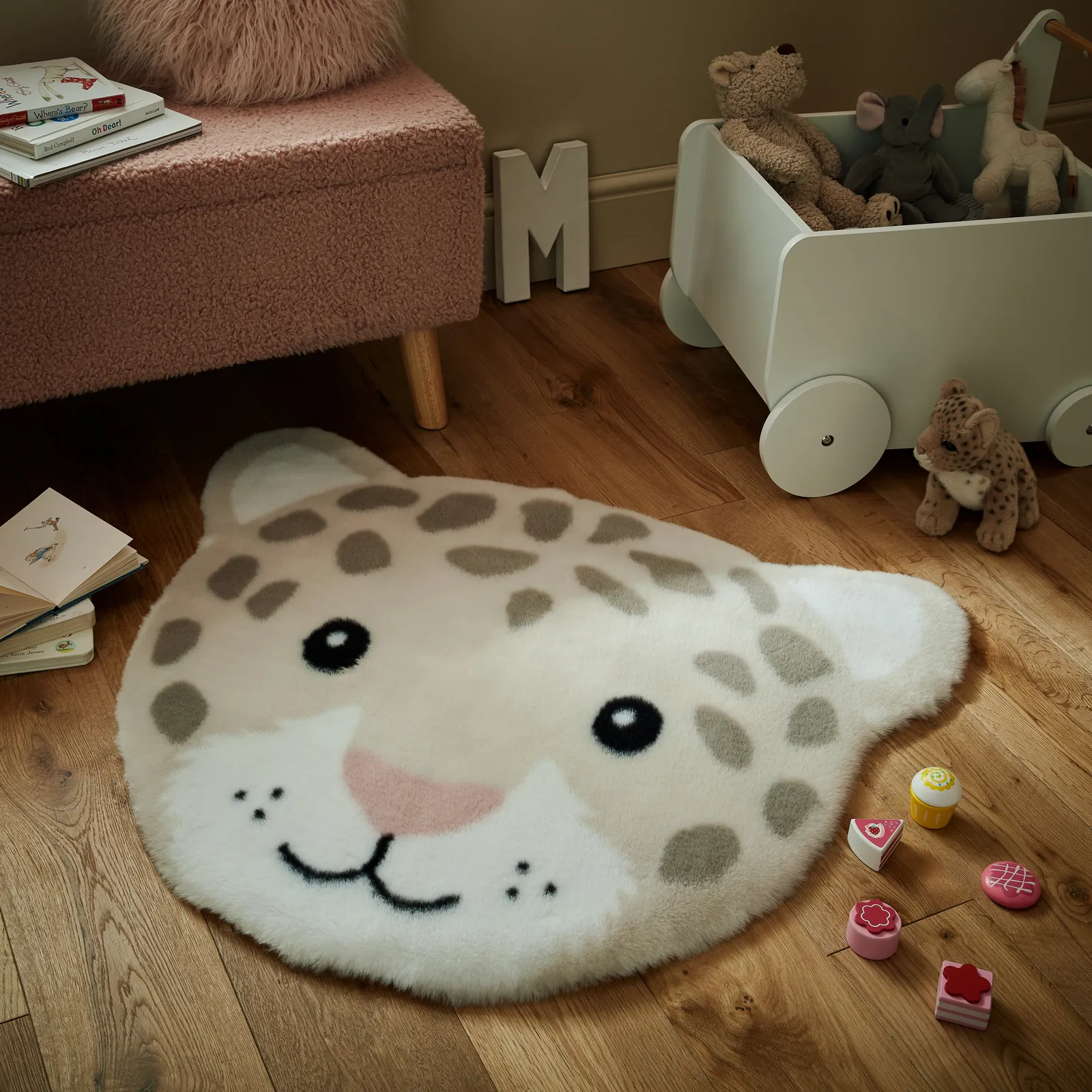 Lola Snow Leopard Rug White