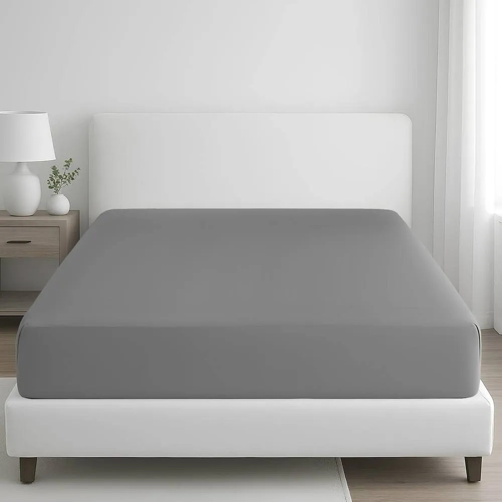 Grace 100% Egyptian Cotton 35cm Extra Deep Pocket Fitted Sheets in Grey