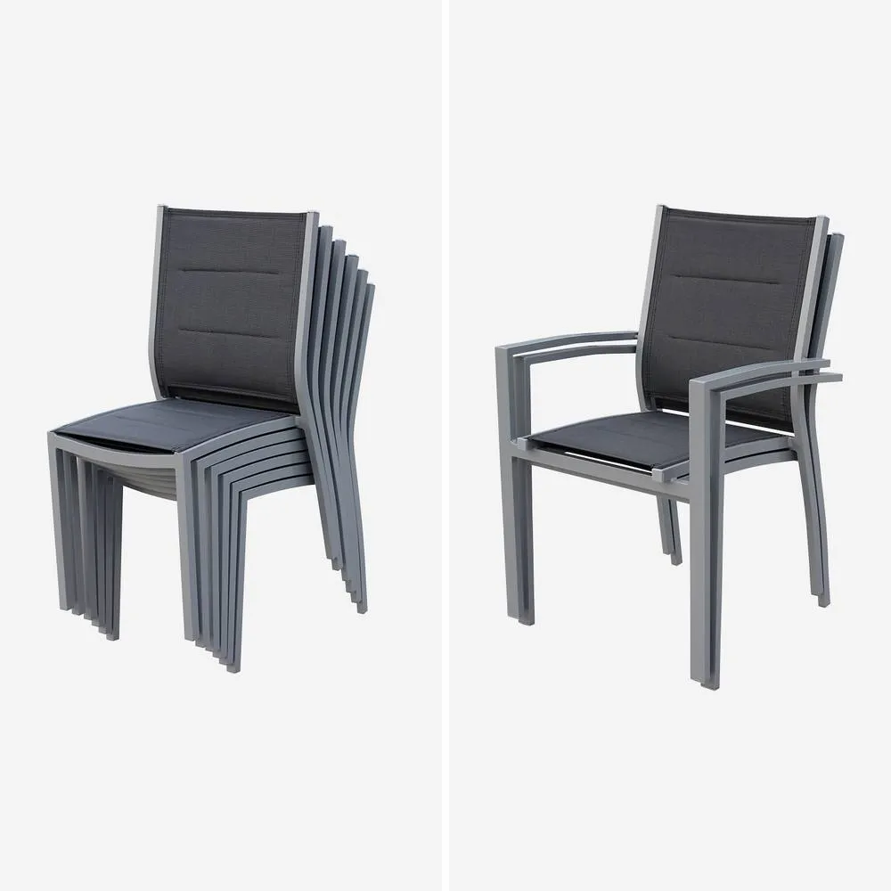 sweeek 8-seater Extendable Aluminium Garden Table Set With Chairs in Grey 4
