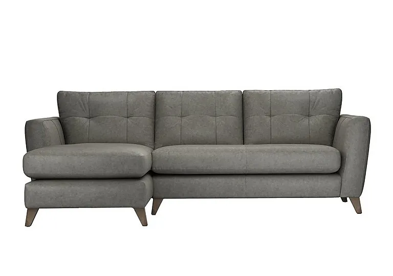 Hermione NC Leather Left Hand Facing Corner Sofa with Chaise End - Amonite