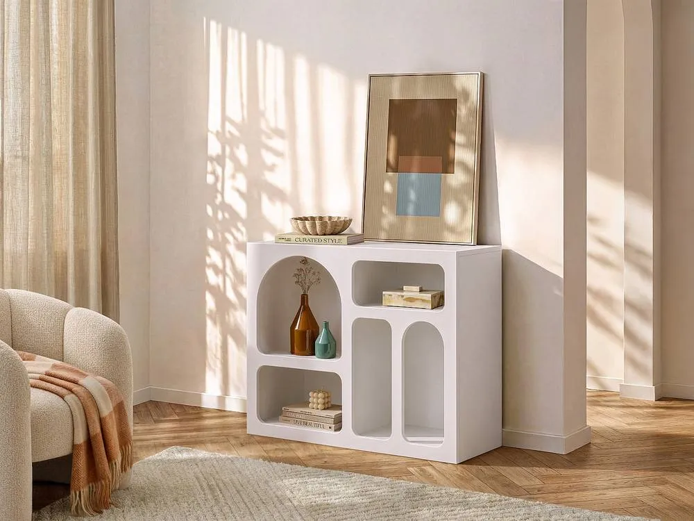 Vente-unique Console Table With 5 Niches - White - LUELA 3