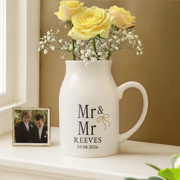 Personalised Mr and Mrs Couples Jug Vase 4