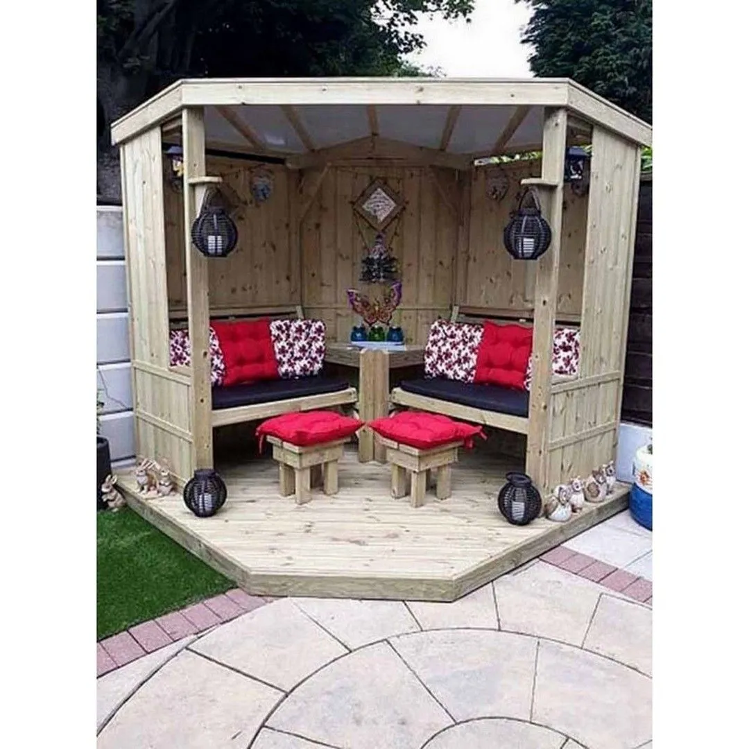 Churnet Valley Garden Furniture Ltd 4 Seasons Room Covered Arbour - Assembly Incl - Set of Cushions Inc in Brown 3