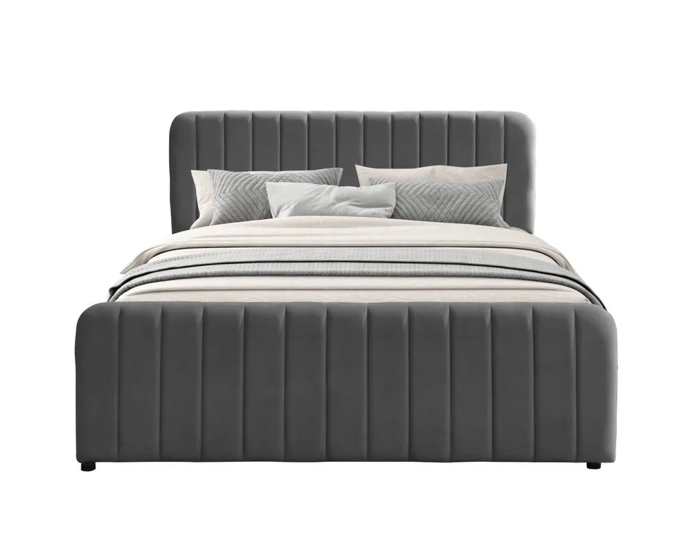 Comfy Living Ltd Brushed Velvet Fabric Gaslift Ottoman in Dark Grey 2