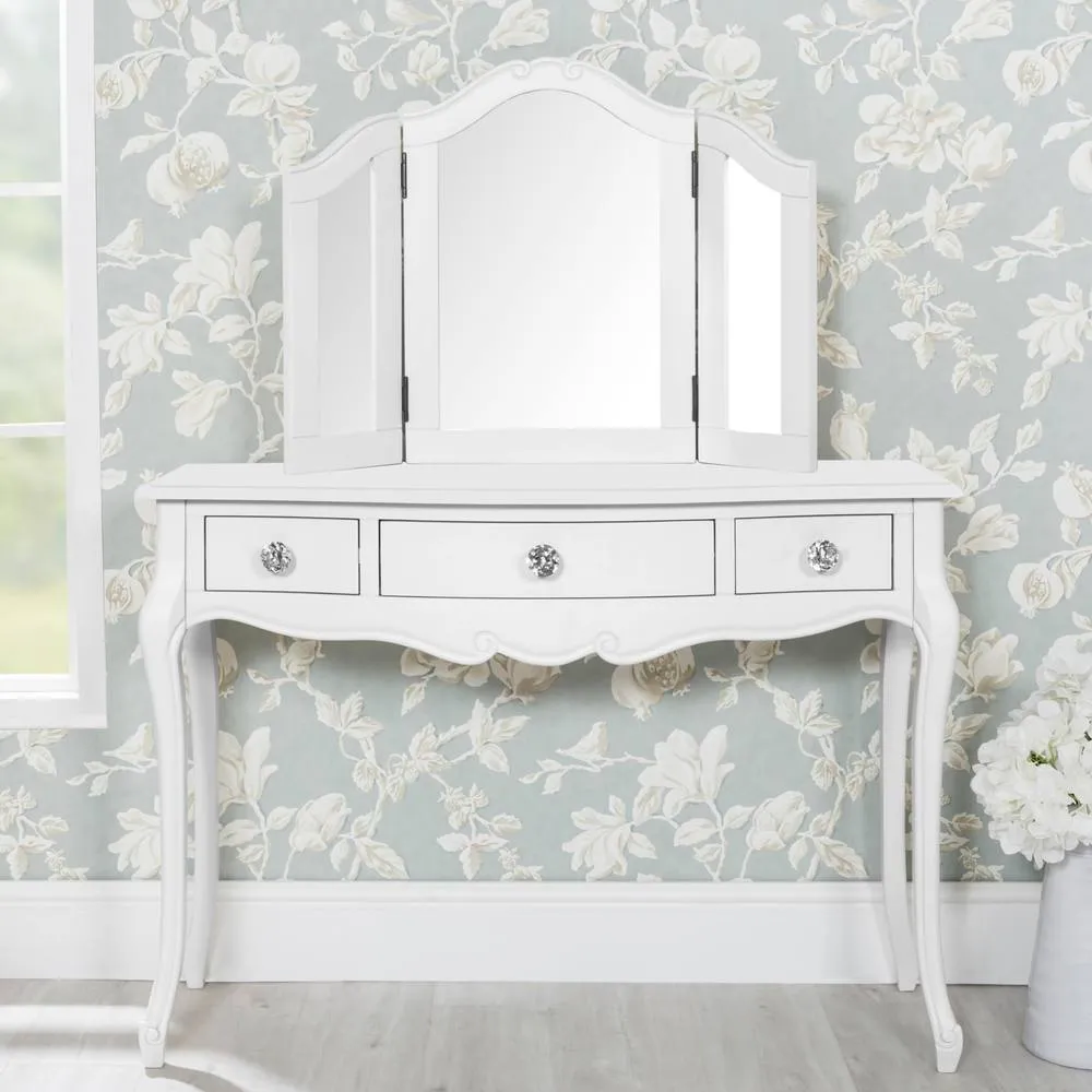 Statement Furniture Juliette Vintage Chic Dressing Table with Crystal Handles in White 5