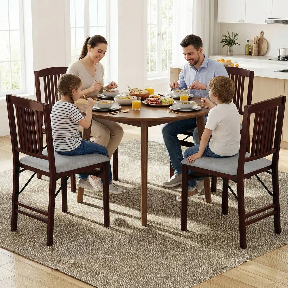 Costway Folding Dining Chairs Set of 2 Foldable Upholstered Kitchen Chairs 6