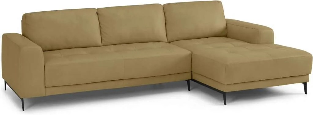 Luciano Right Hand Facing Corner Sofa, Pale Tan Leather