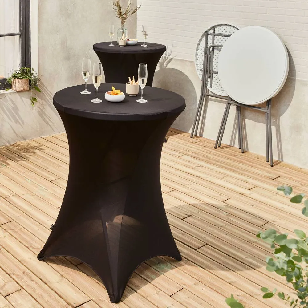 sweeek Pair of foldable high tables with protective covers in Black 6
