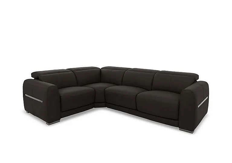 Edison Small Leather Left Hand Facing Corner Sofa - Dark Chocolate