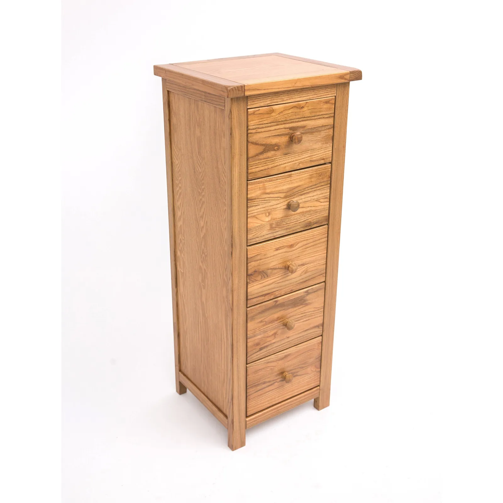 Cabinet Bits Trivento 5 Drawer Narrow Chest of Drawers Wood Knob in Natural 3