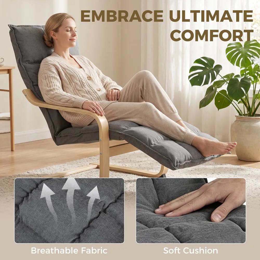 HOMCOM Accent Chair, Leisure Lounge Chair Armchair with Footrest, Grey 4