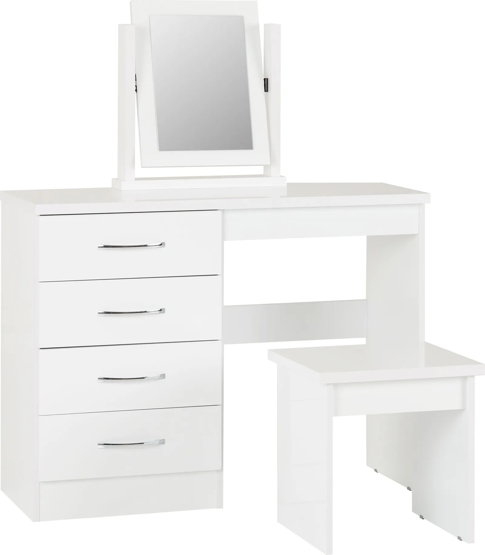 Seconique Nevada 4 Drawer Dressing Table Set in White 2