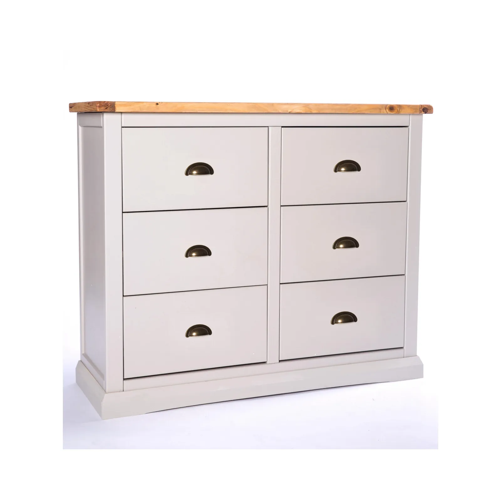 Cabinet Bits Loreo 6 Drawer Chest of Drawers Brass Cup Handle in Light Grey 2