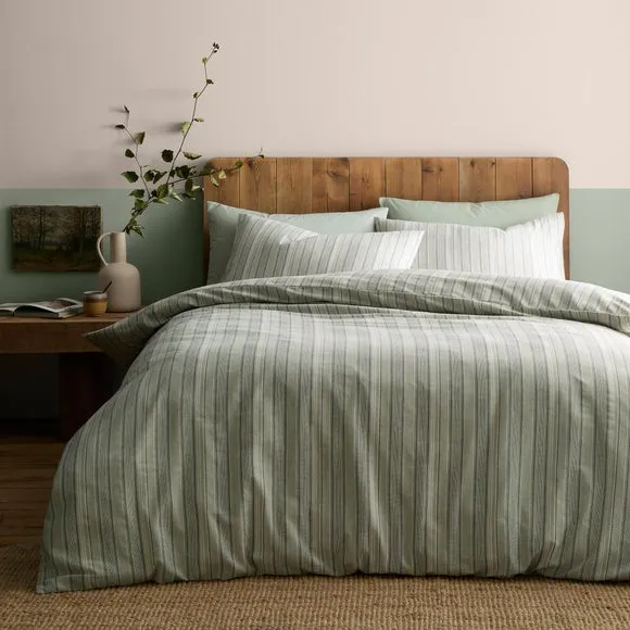 Appletree Yarn Dyed Woven Wide Stripe 100% Cotton Duvet Cover & Pillowcase Set