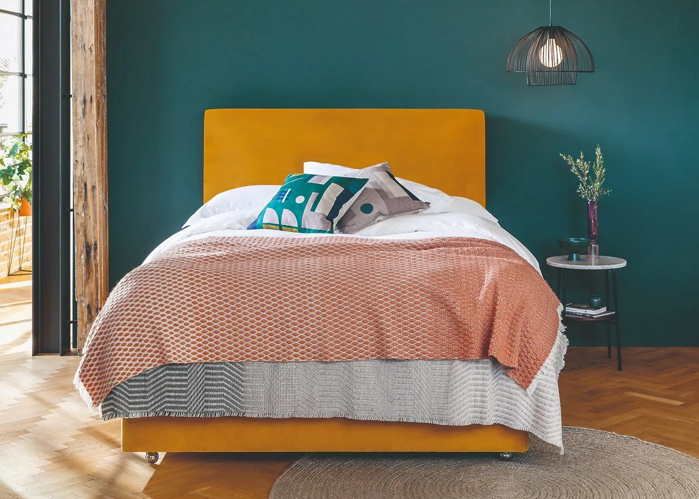Heal's Newman Headboard Double Smart Cotton Linen Celestial 3
