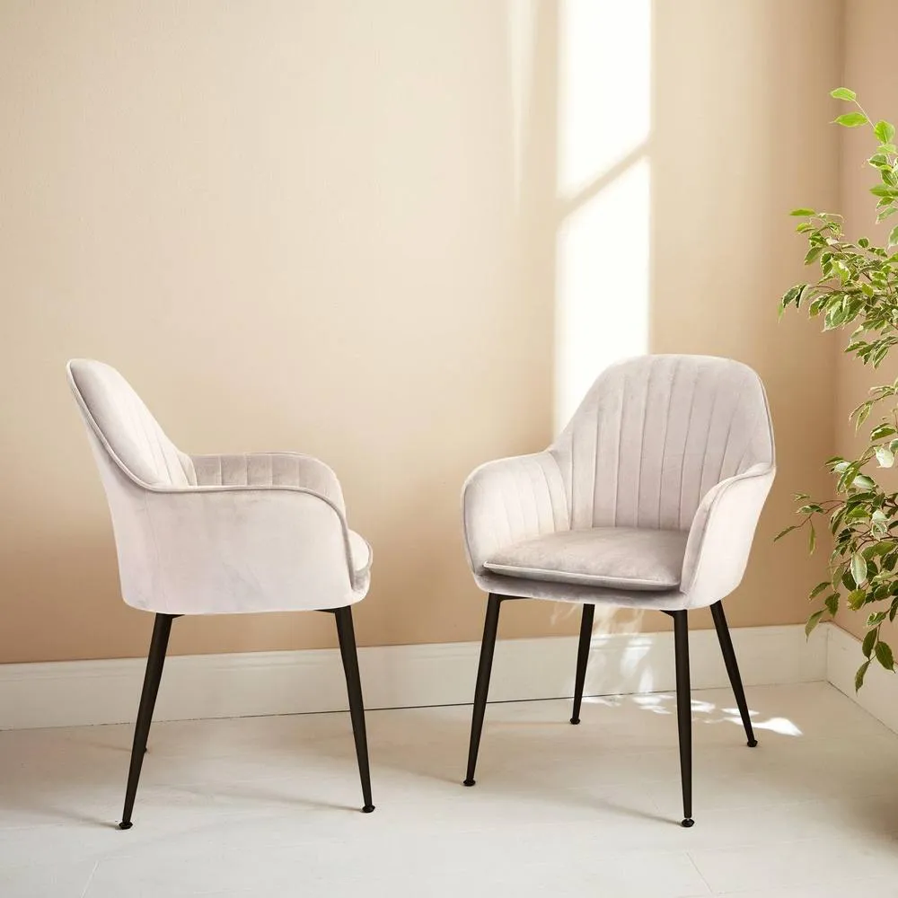 sweeek Pair of accent velvet armchairs with metal legs in White