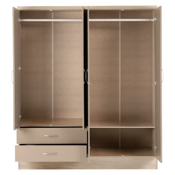 Nevada 4 Door 2 Drawer Wardrobe, Mirrored 3