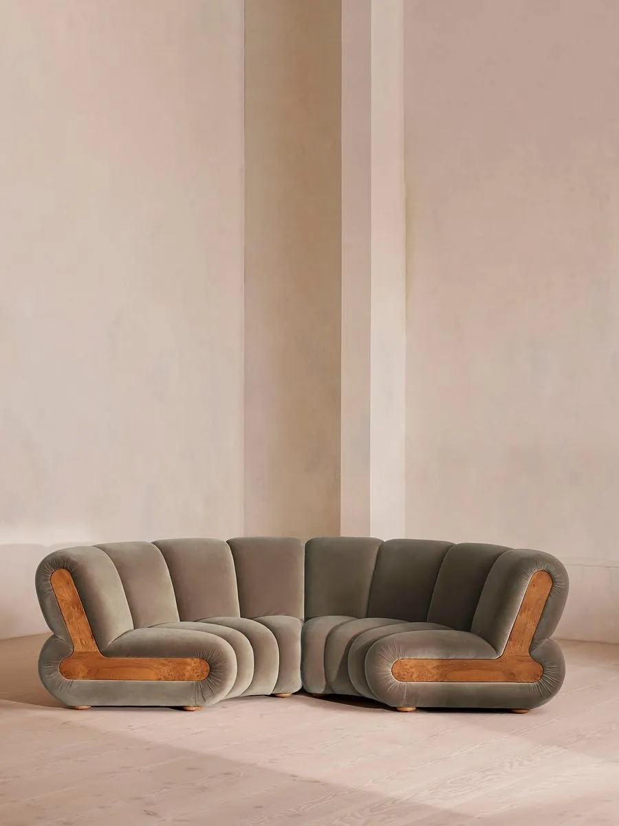 Noelle Modular Curved Sofa, Four Seater, Velvet, Taupe