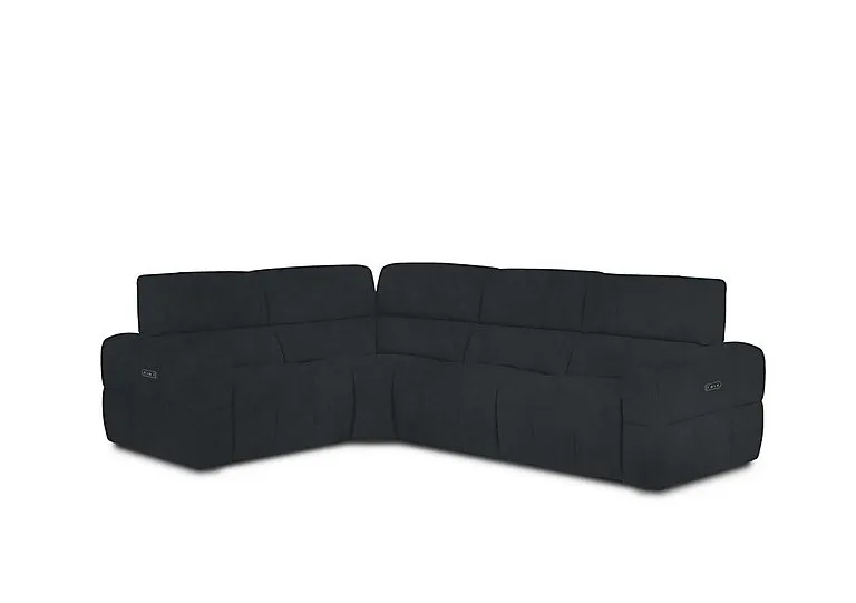 Cube Fabric Power Recliner Left Hand Facing Corner Sofa with Power Headrests - Opulence Charcoal