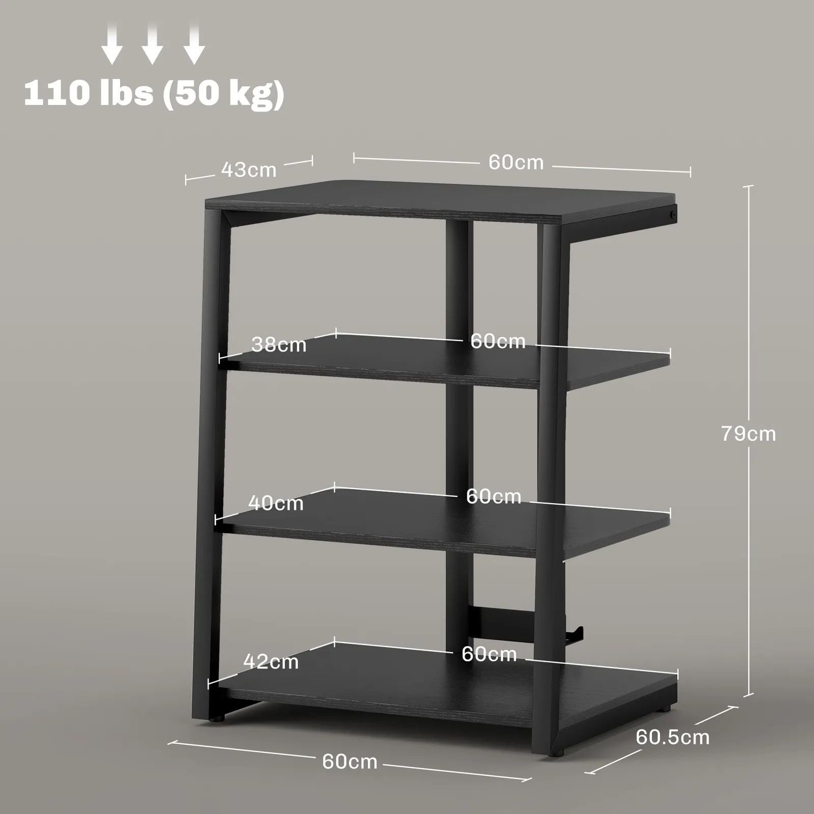HOMCOM Corner TV Unit for 28" TVs with Shelves, Extension Lead Holder in Black 3