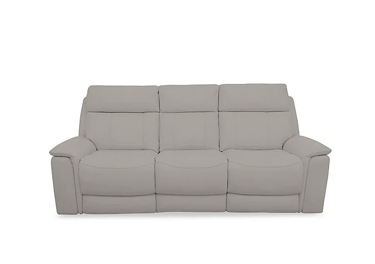 Chill Leather 3 Seater Power Recliner Sofa with Bluetooth and Drop Down Console - Silver Grey