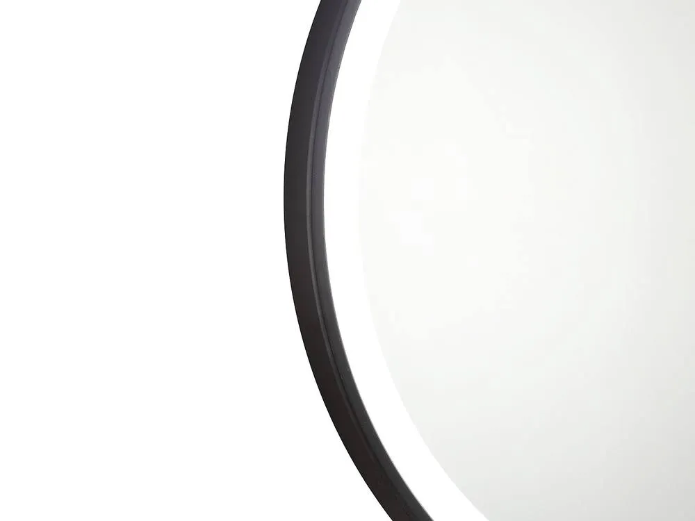 Vente-unique Round Illuminated Black Bathroom Mirror With Leds - D. 80 Cm - NUMEA 5