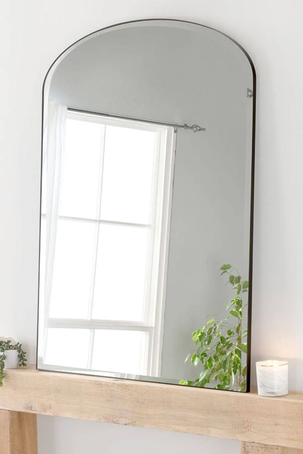 Yearn Mirrors Yearn Simplicity Mantle Mirror Bevelled 92(w) x 121cm(h) Black