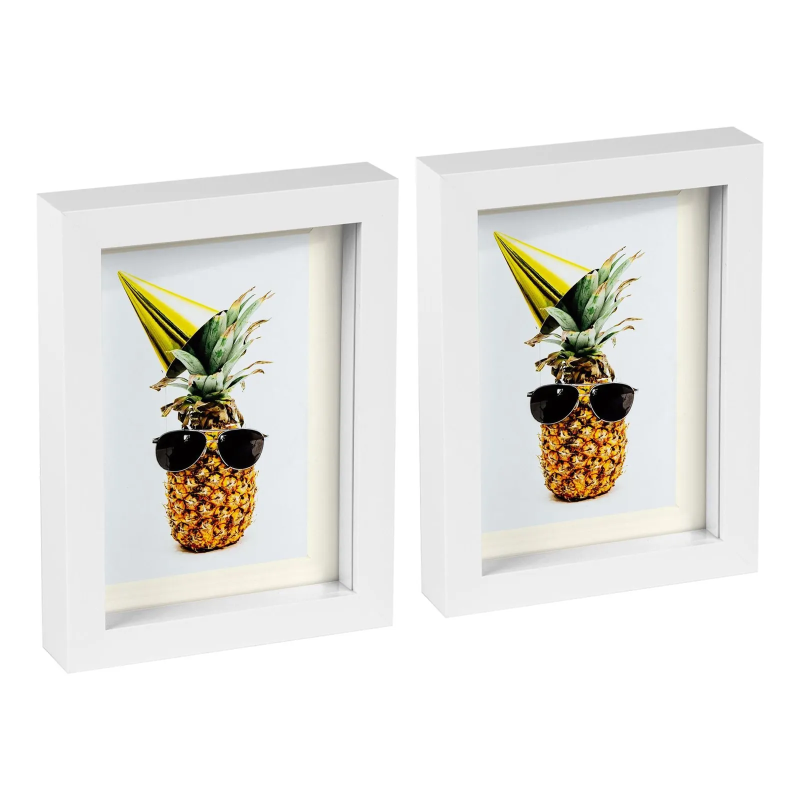 Nicola Spring 5" x 7" White 3D Box Photo Frames - 4" x 6" Mount - Pack of 2 in Ivory