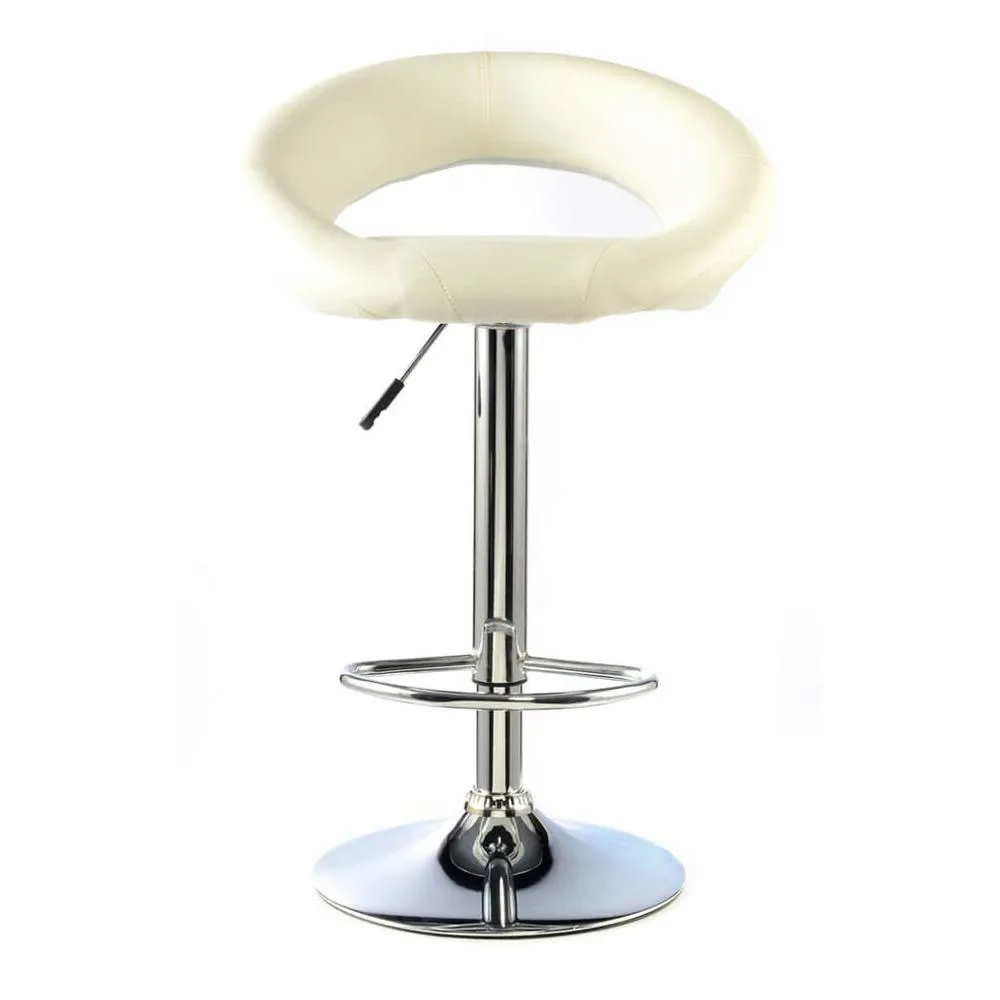 netfurniture Furrai Bar Stool PU Chrome & White (2s) in Cream