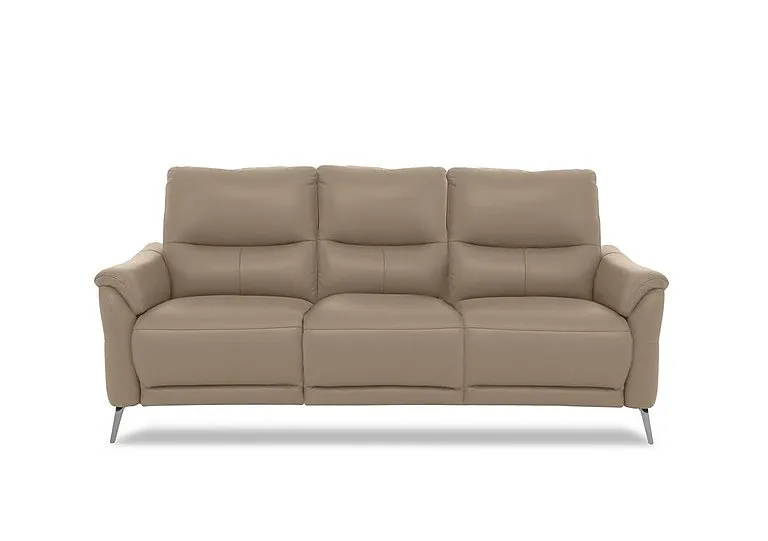 Daytona 3 Seater Leather Power Recliner Sofa with Drop Down - Barley