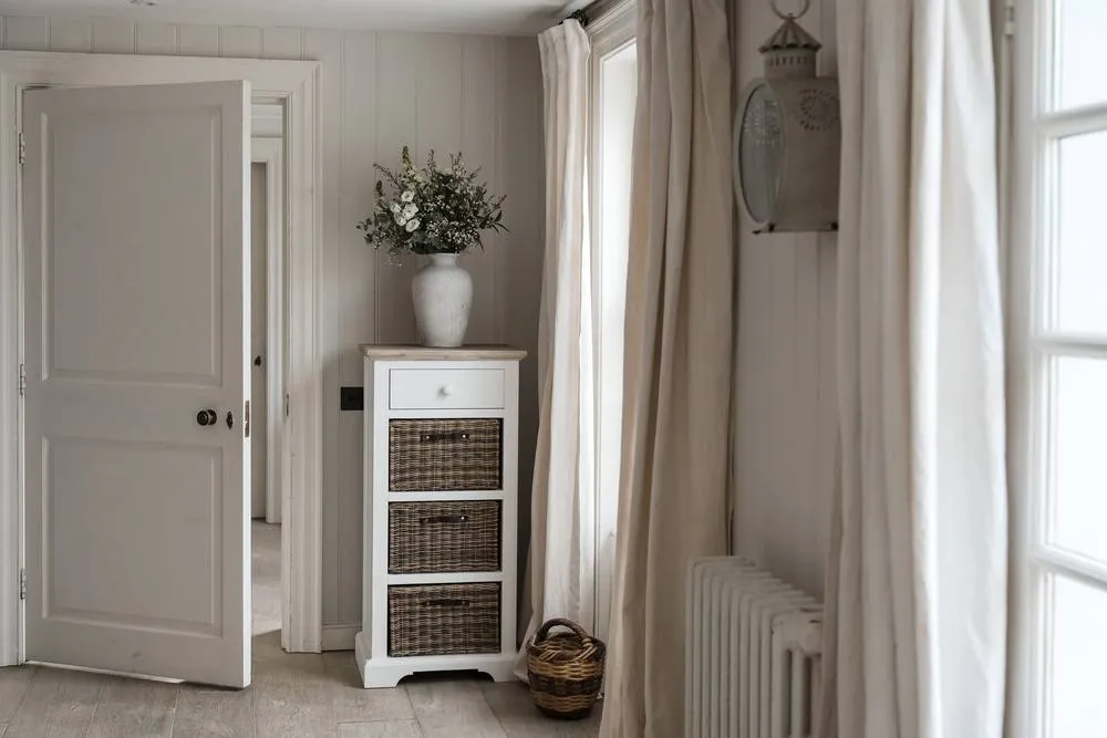 Statement Furniture Florence Tallboy with Drawer & 3 Storage Baskets in White 2