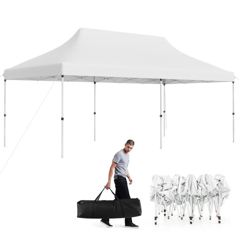 Costway 3M x 6M Pop-up Canopy Tent Folding Instant Sun Shelter w/ Carrying Bag in White 2