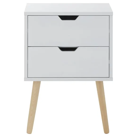 Return - Nyborg 2 Drawer Bedside Table, White