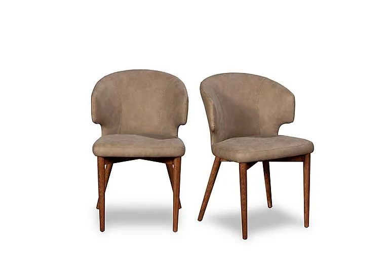 Pien Pair of Faux Leather Dining Chairs with Wooden Legs - In Time for Christmas