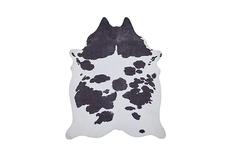 Faux Cow Print Rug - 130cm-x-155cm - Black
