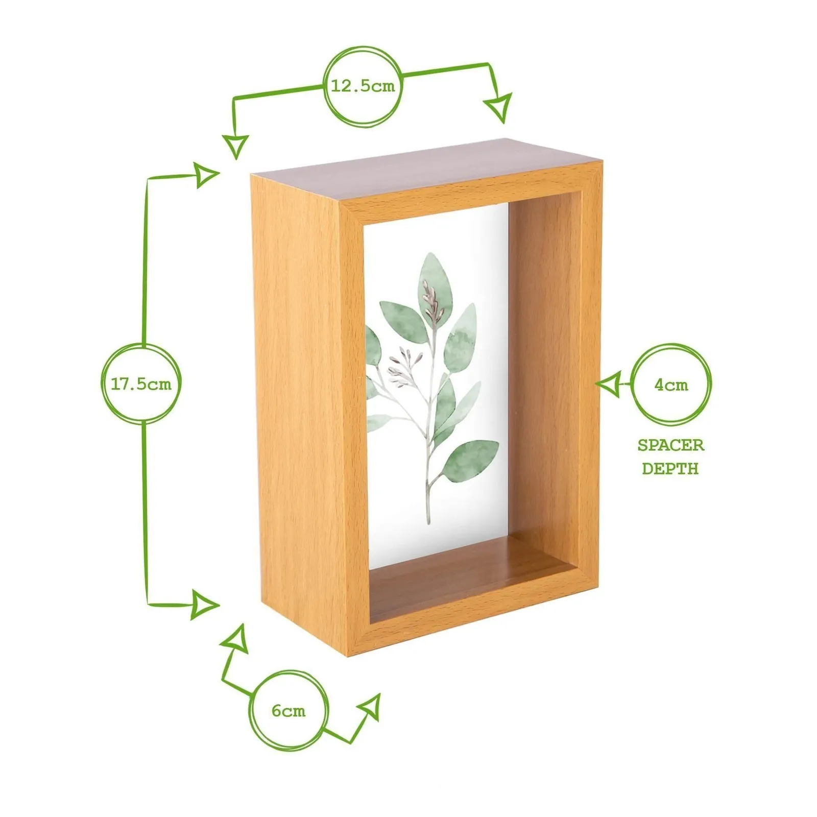 Nicola Spring 3D Deep Box Photo Frame - 4 x 6" in Light Brown 4